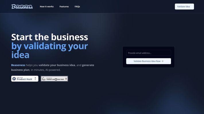 Beaseness: Validate Idea & Generate Business Plans with AI