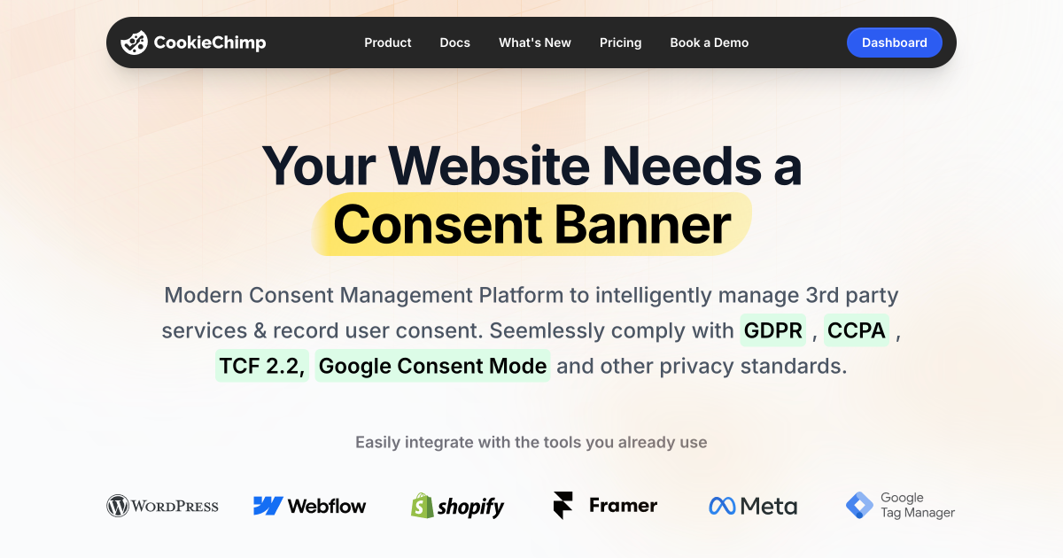 Consent Banners | CookieChimp - 这款AI驱动的管理平台助力企业轻松应对GDPR、CCPA、T