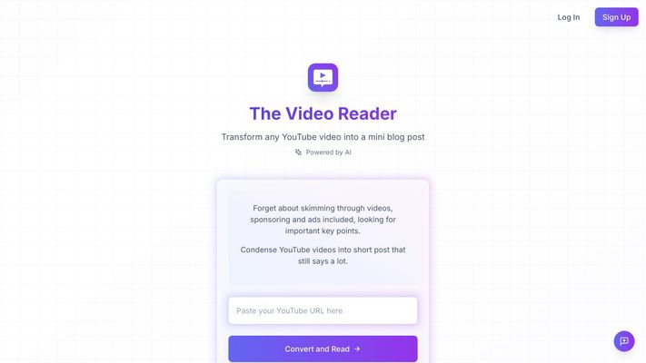 The Video Reader - Convert YouTube Videos to Blog Posts