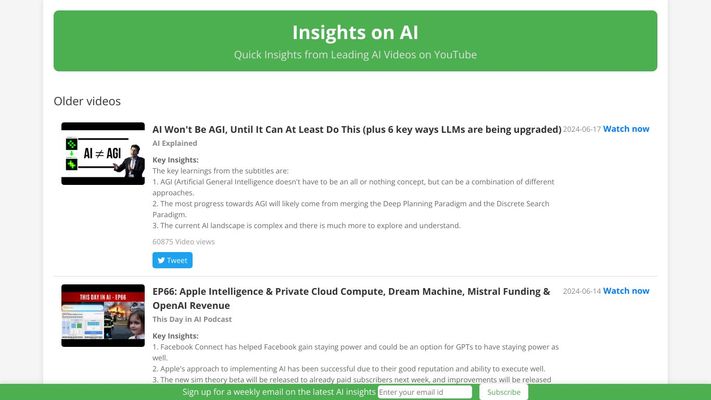 AI Insights - Latest AI Video Summaries