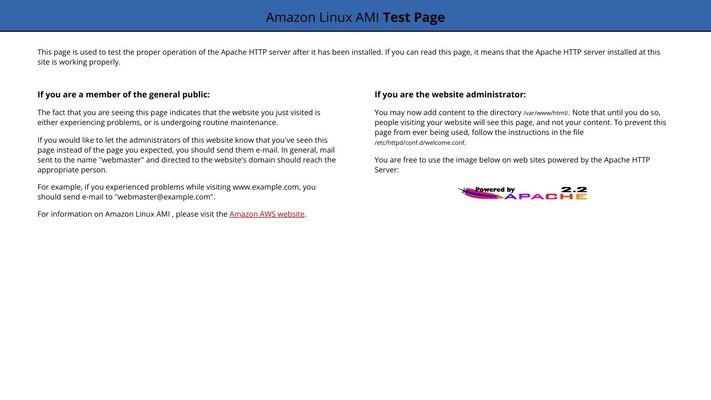 Test Page for the Apache HTTP Server on Amazon Linux AMI